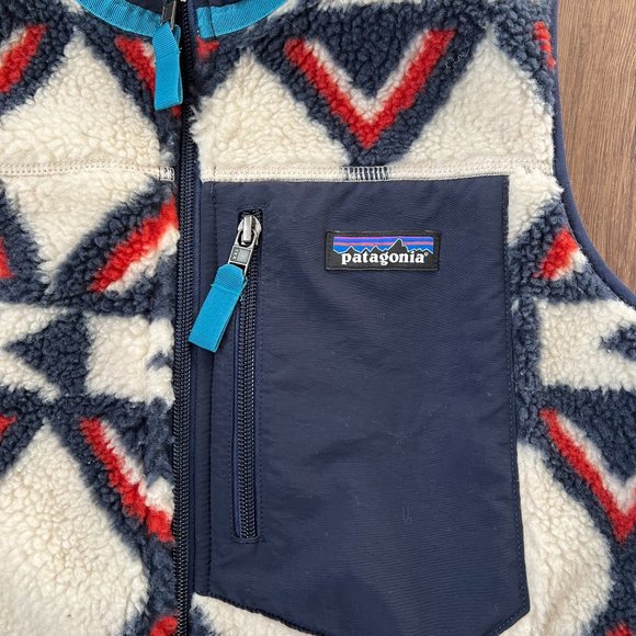 Patagonia Retro X Deep Pile Fleece Vest- Tribal Brass Hawk Sz S - Picture 3 of 14